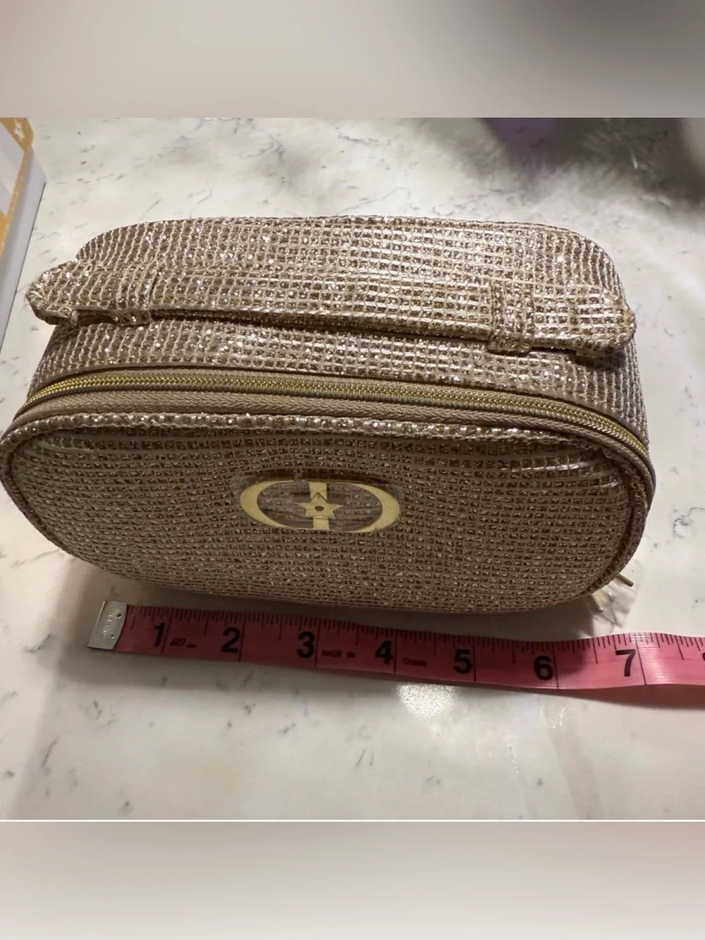 Dior Woven Cosmetic Vanity Case with Metallic Gold Accents